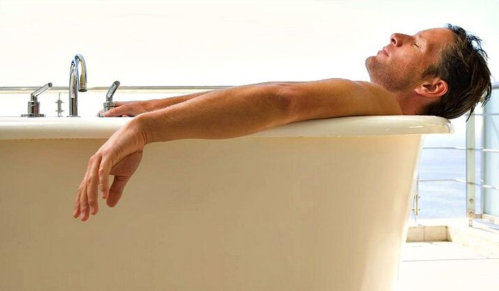 A man takes a bath with the soda